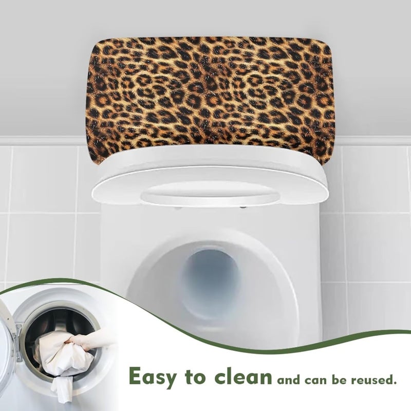 Tesivruno Leopard Print Toilet Tank Lid Cover with Elastic Bottom, Universal Fit Toilet Tank Dirt Prevention Cover for Bathroom Decoration, Washable Reusable, Brown - Image 4